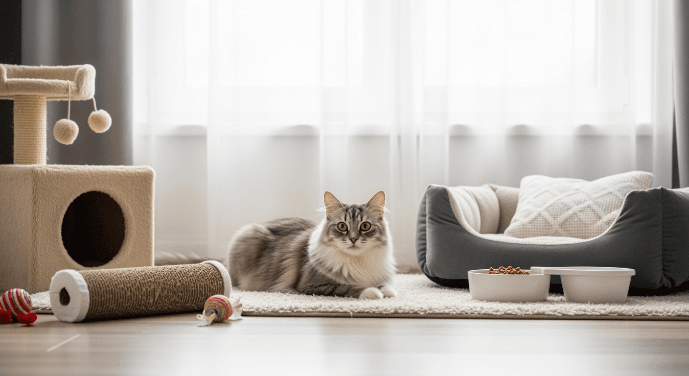 Active cat enjoying indoor enrichment